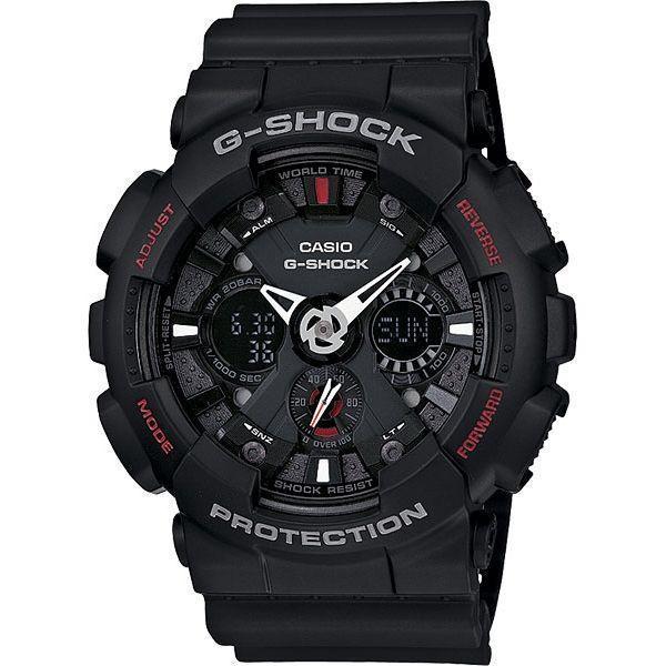 Casio Casio G-Shock GA-120-1A GA GA-120-1A электронные мужские часы черный циферблат, браслет пластик — вид спереди