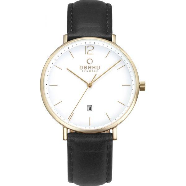 Obaku Obaku V181GDGWRB  V181GDGWRB кварцевые мужские часы  циферблат, браслет кожаный — вид спереди