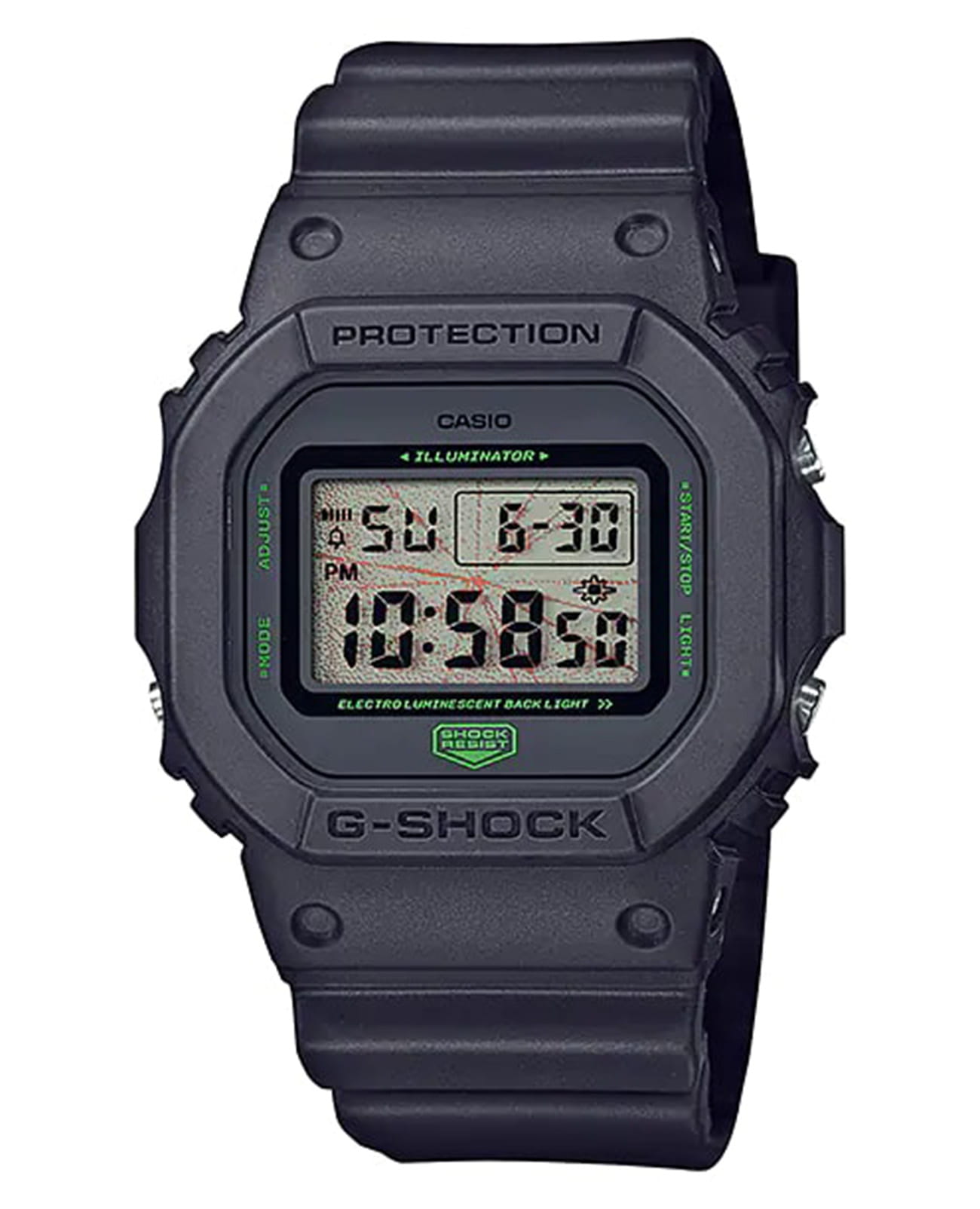 Casio Casio G-Shock DW-5600MNT-1 DW-5600 DW-5600MNT-1 электронные мужские часы черный циферблат, браслет полимер — вид спереди