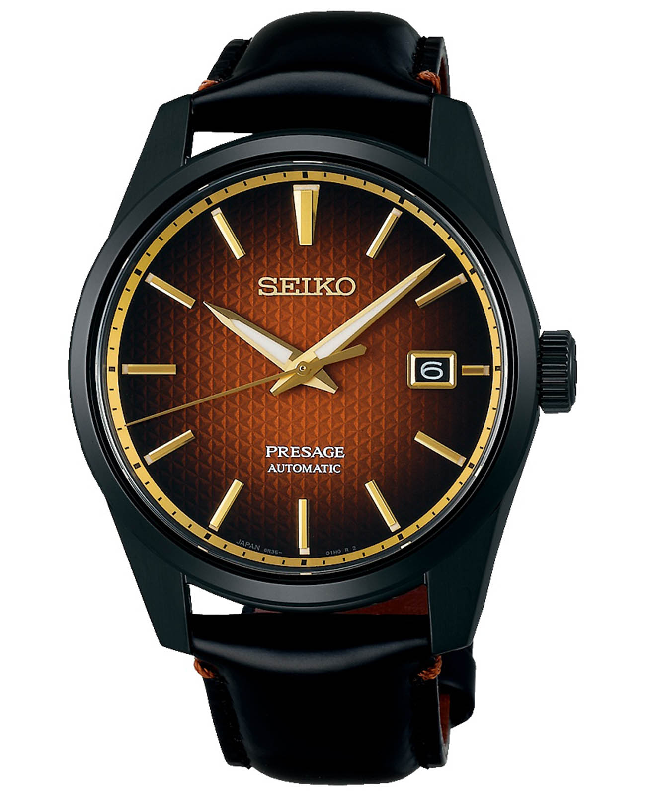 Seiko Seiko Presage Sharp Edged Series SPB331 Sharp Edged SPB331 механические мужские часы коричневый циферблат, браслет кожаный — вид спереди