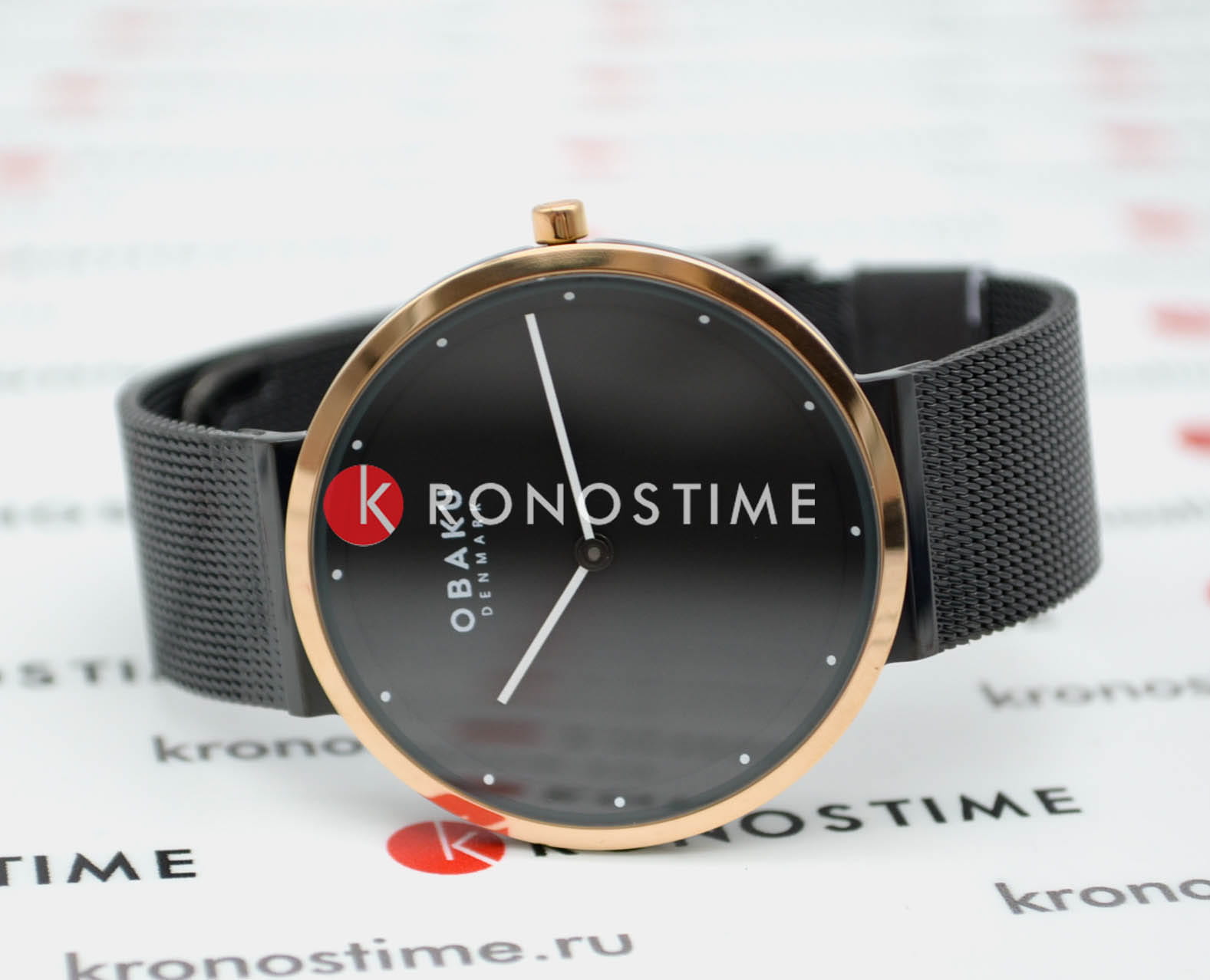 Obaku Obaku Ultra Slim V230LXMBMB,  дания женские часы на браслете сталь с ip покрытием боковой вид
