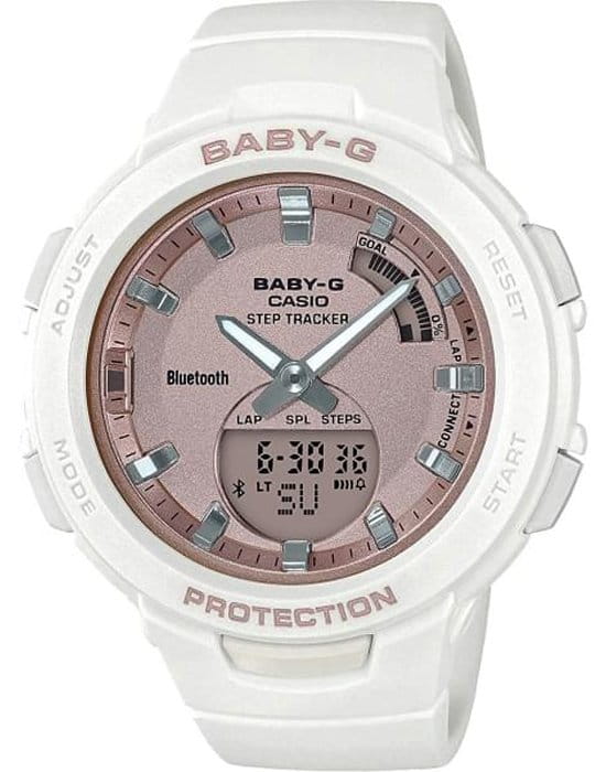 Casio Casio Baby-G BSA-B100MF-7A  BSA-B100MF-7AER кварцевые женские часы розовый циферблат, браслет пластик — вид спереди