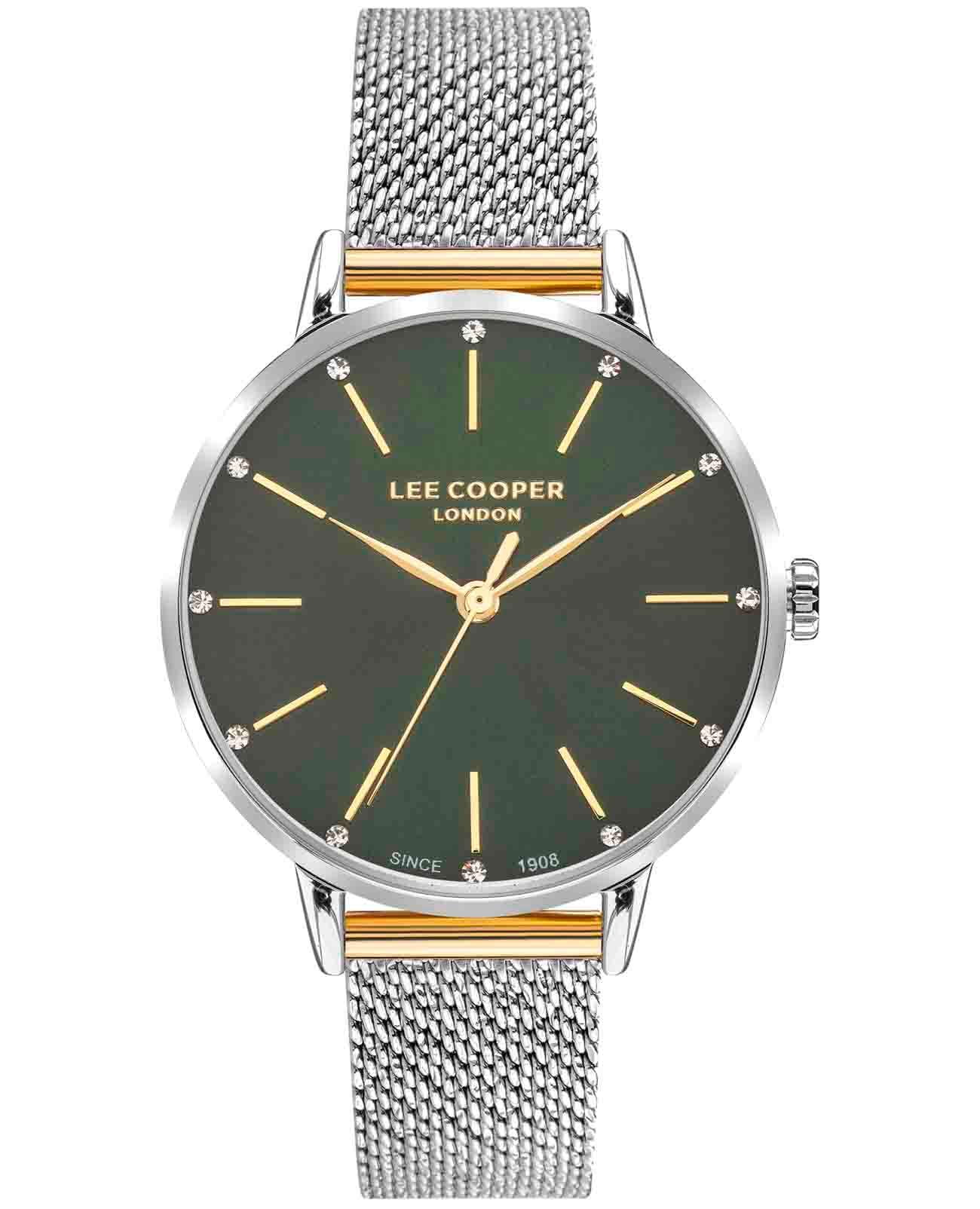 Lee Cooper Lee Cooper LC07473.270  LC07473.270 кварцевые женские часы зеленый циферблат, браслет нержавеющая сталь с ip-покрытием — вид спереди