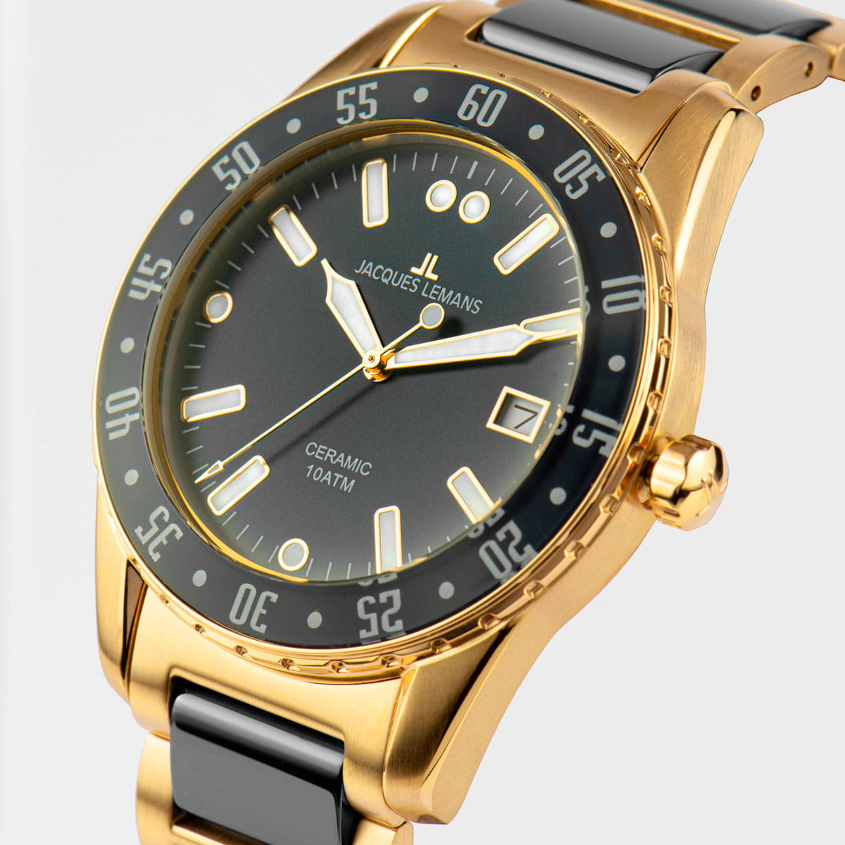 Jacques Lemans Jacques Lemans High Tech Ceramic 42-10G,  австрия мужские часы на браслете сталь + pvd + керамика боковой вид
