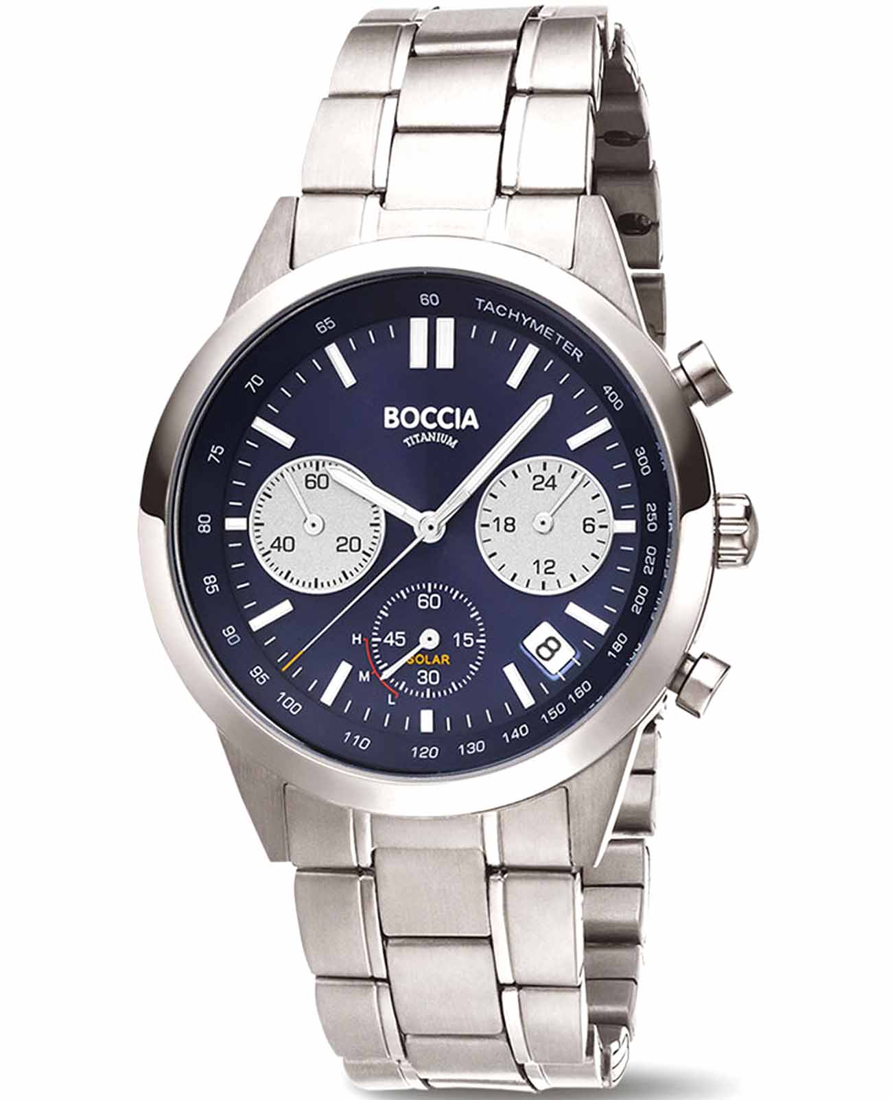 Boccia Titanium Boccia Titanium Circle-Oval 3737-02  3737-02 кварцевые мужские часы синий циферблат, браслет титановый — вид спереди