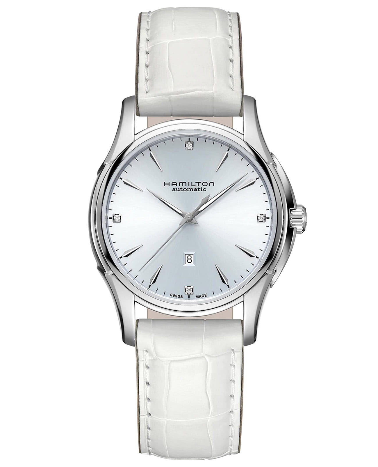 Hamilton Hamilton Jazzmaster Lady Auto H32315842  H32315842 механические женские часы синий циферблат, браслет кожаный — вид спереди