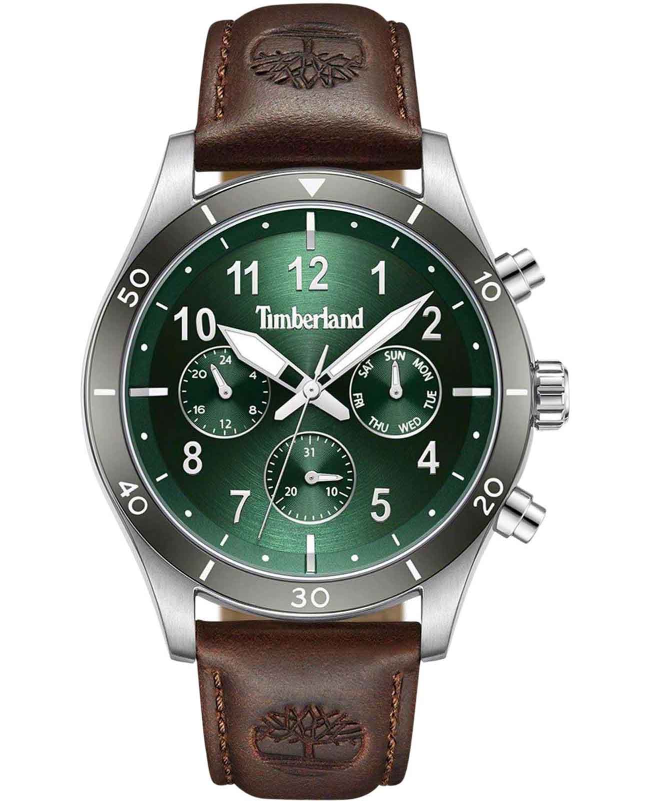 Timberland Timberland Ashmont TDWGF0054702  TDWGF0054702 кварцевые мужские часы зеленый циферблат, браслет кожаный — вид спереди