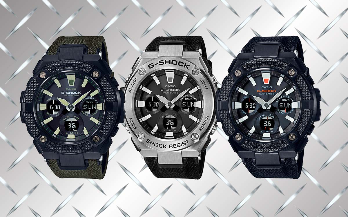 Casio Casio G-Shock GST-W130C-1A электронные мужские часы часы крупный план серый циферблата