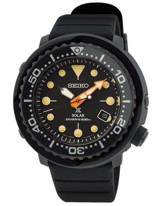 Seiko Seiko Prospex SNE577P1 - коллекция Solar SNE577P1 кварцевые мужские часы черный циферблат, браслет полимер — вид спереди