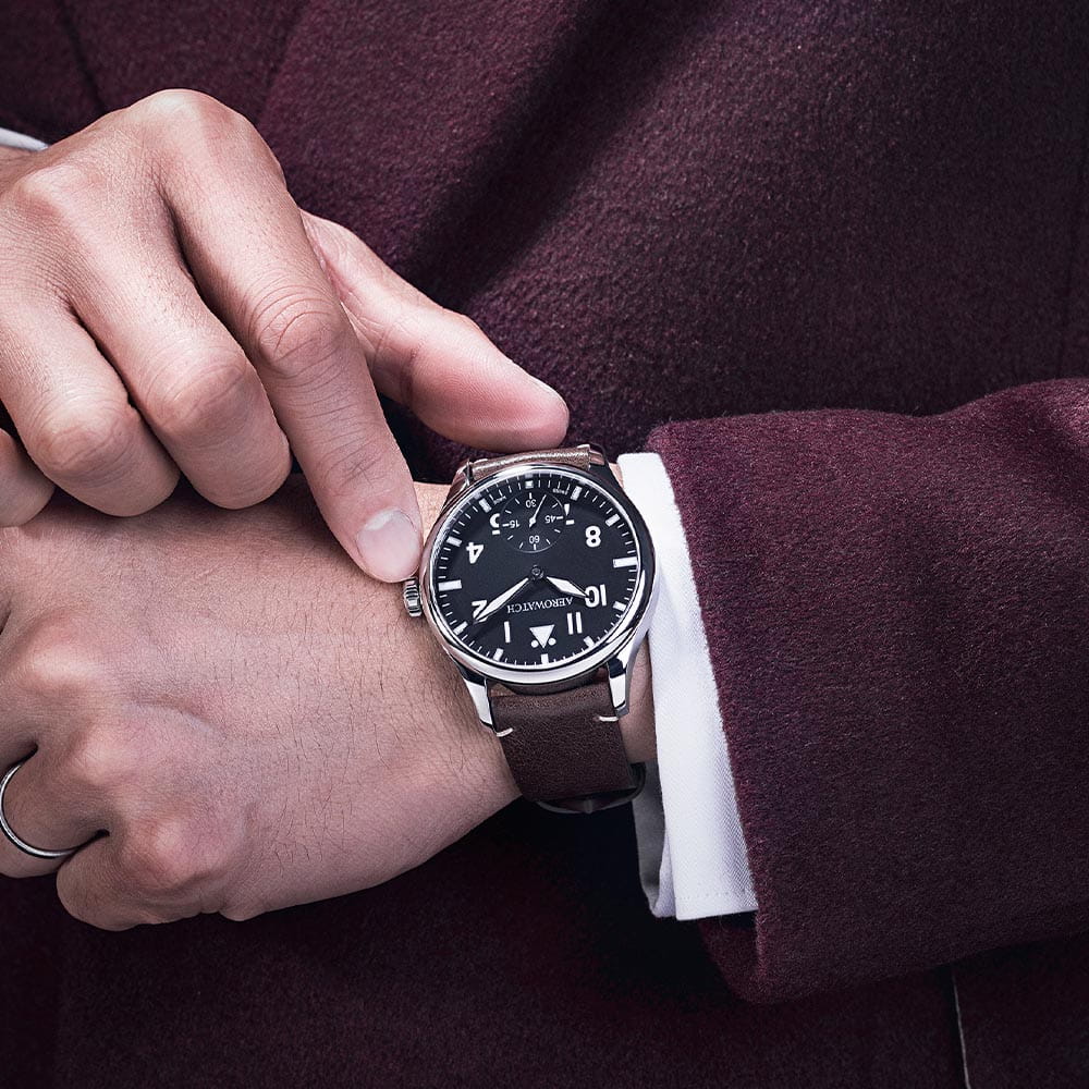 Aerowatch Aerowatch Renaissance 55981 AA01,  швейцария мужские часы на браслете кожаный боковой вид