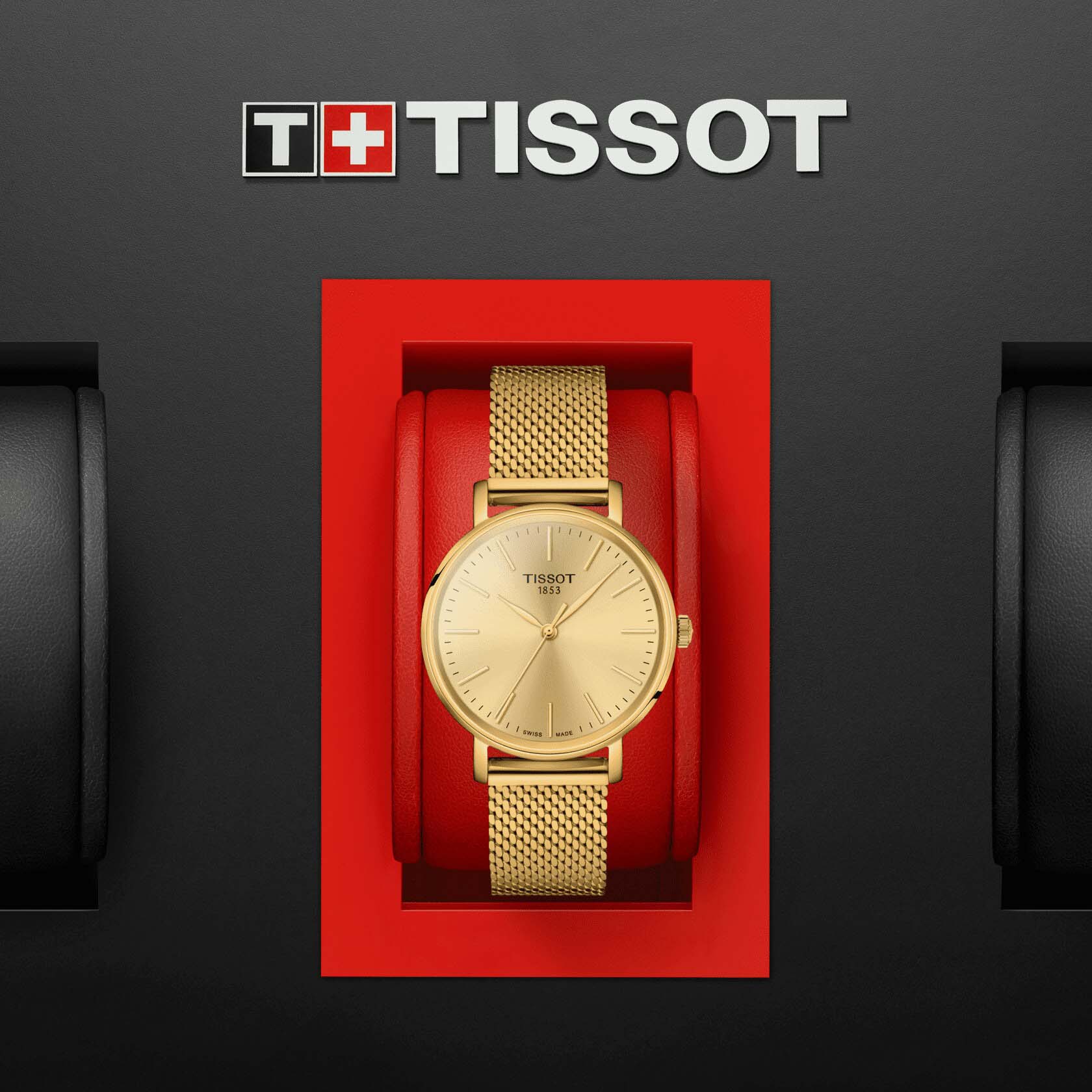 Tissot Tissot Everytime Lady T143.210.33.021.00 кварцевые женские часы часы крупный план золотой циферблата