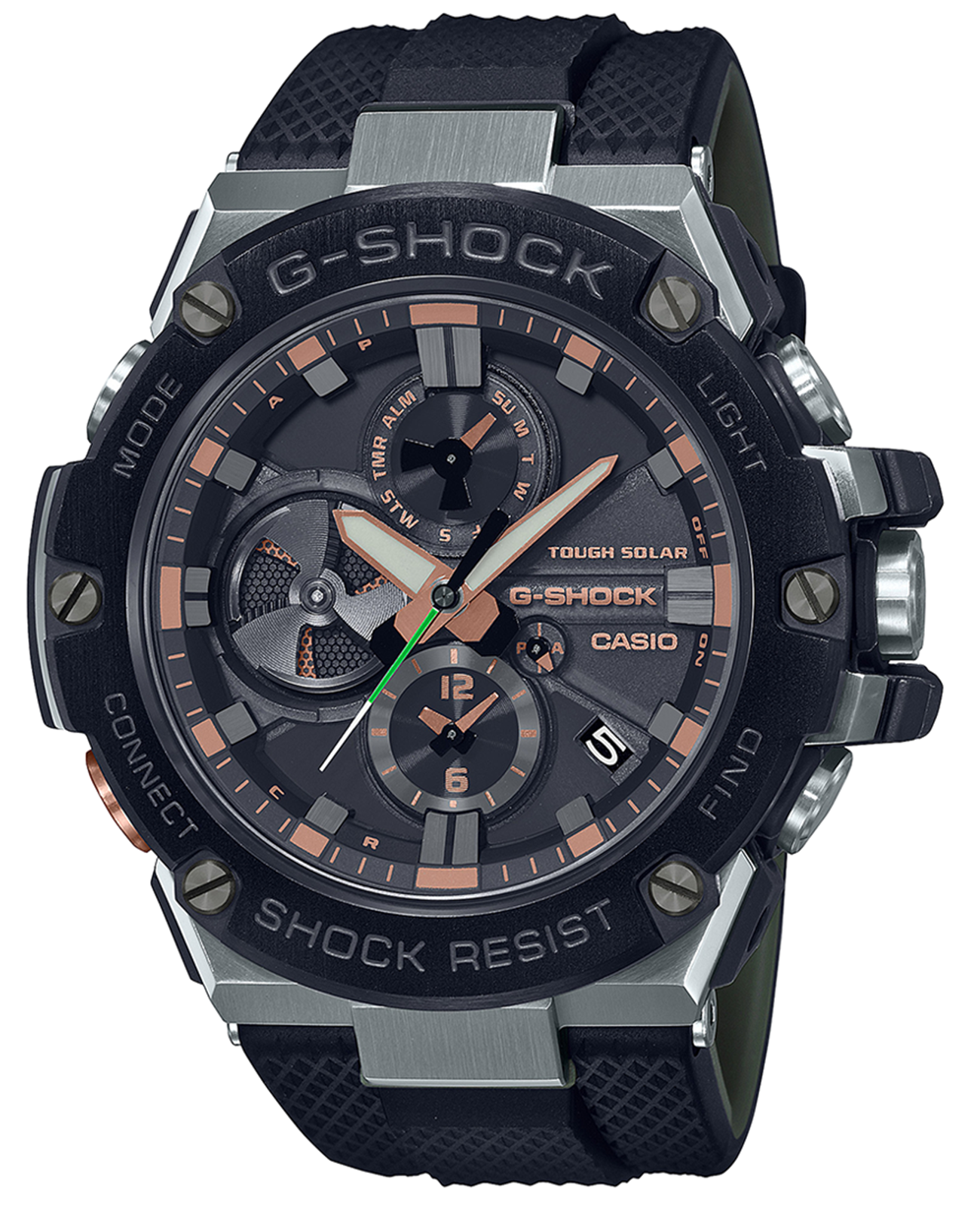 Casio Casio G-Shock GST-B100GA-1A  GST-B100GA-1A электронные мужские часы черный циферблат, браслет полимер — вид спереди