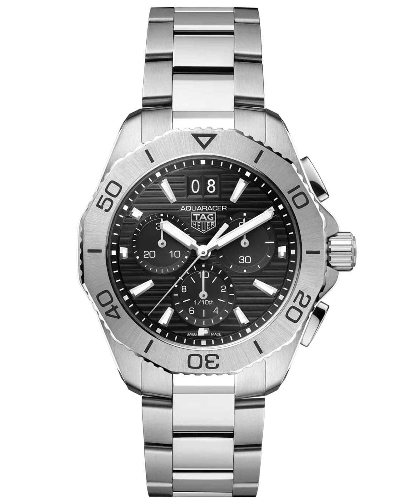 TAG Heuer TAG Heuer Aquaracer Professional 200 Date CBP1110.BA0627  CBP1110.BA0627 кварцевые мужские часы черный циферблат, браслет нержавеющая сталь — вид спереди