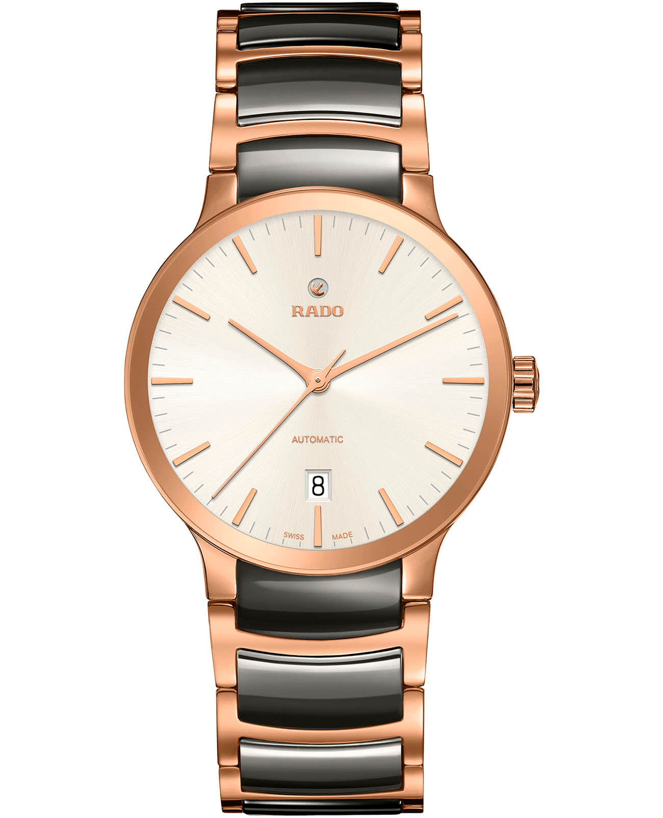 Rado Rado Centrix Automatic R30036022 Automatic R30036022 механические мужские часы серебристый циферблат, браслет сталь + керамические вставки — вид спереди