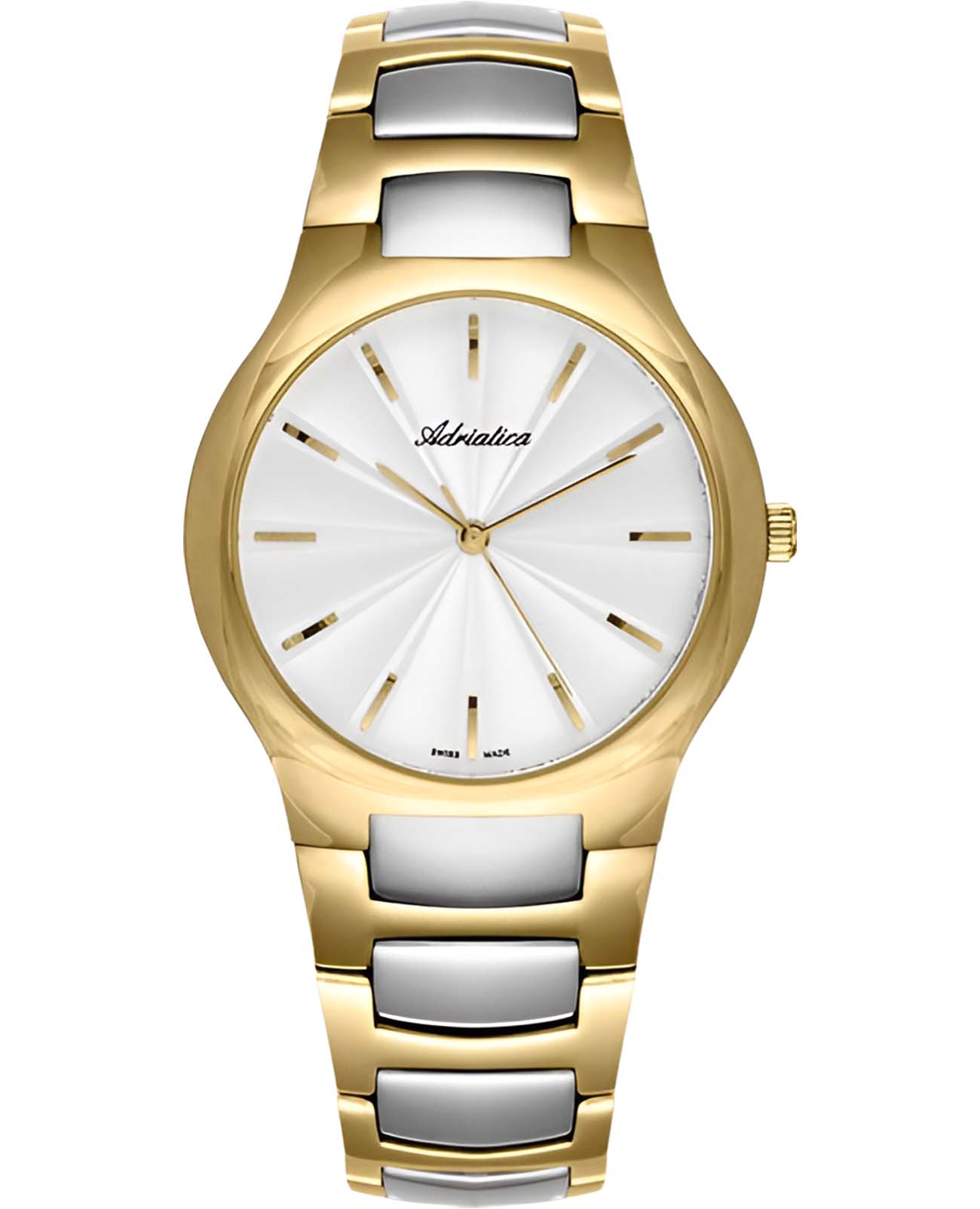 Adriatica Adriatica Classic A3425.2113Q  A3425.2113Q кварцевые женские часы серебристый циферблат, браслет нержавеющая сталь с pvd-покрытием — вид спереди