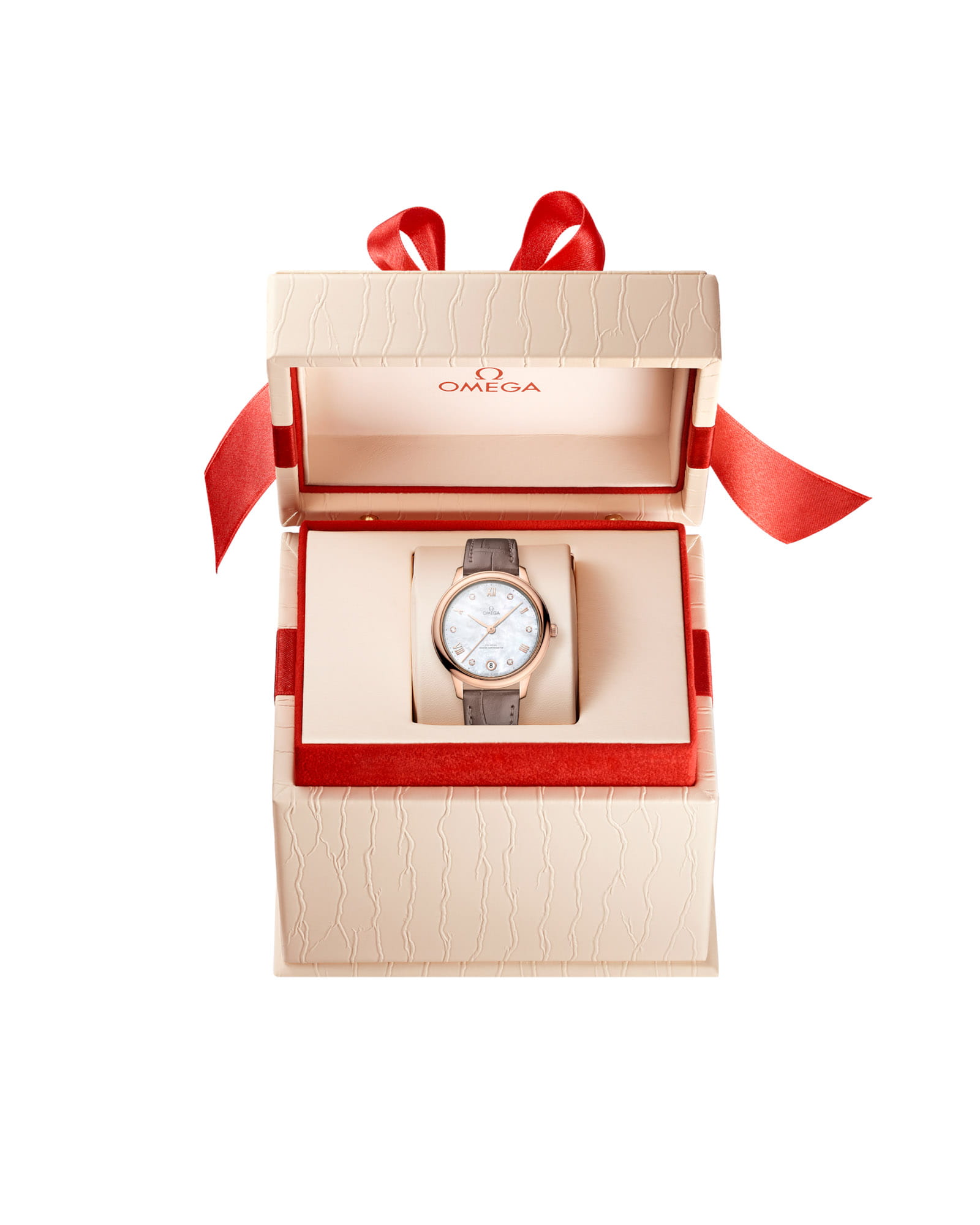 Omega Omega De Ville Prestige 434.53.34.20.55.001, de ville швейцария женские часы на браслете кожаный боковой вид