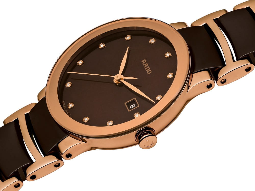 Rado Rado Centrix Automatic Diamonds R30555724, centrix швейцария женские часы на браслете сталь + pvd + керамика боковой вид