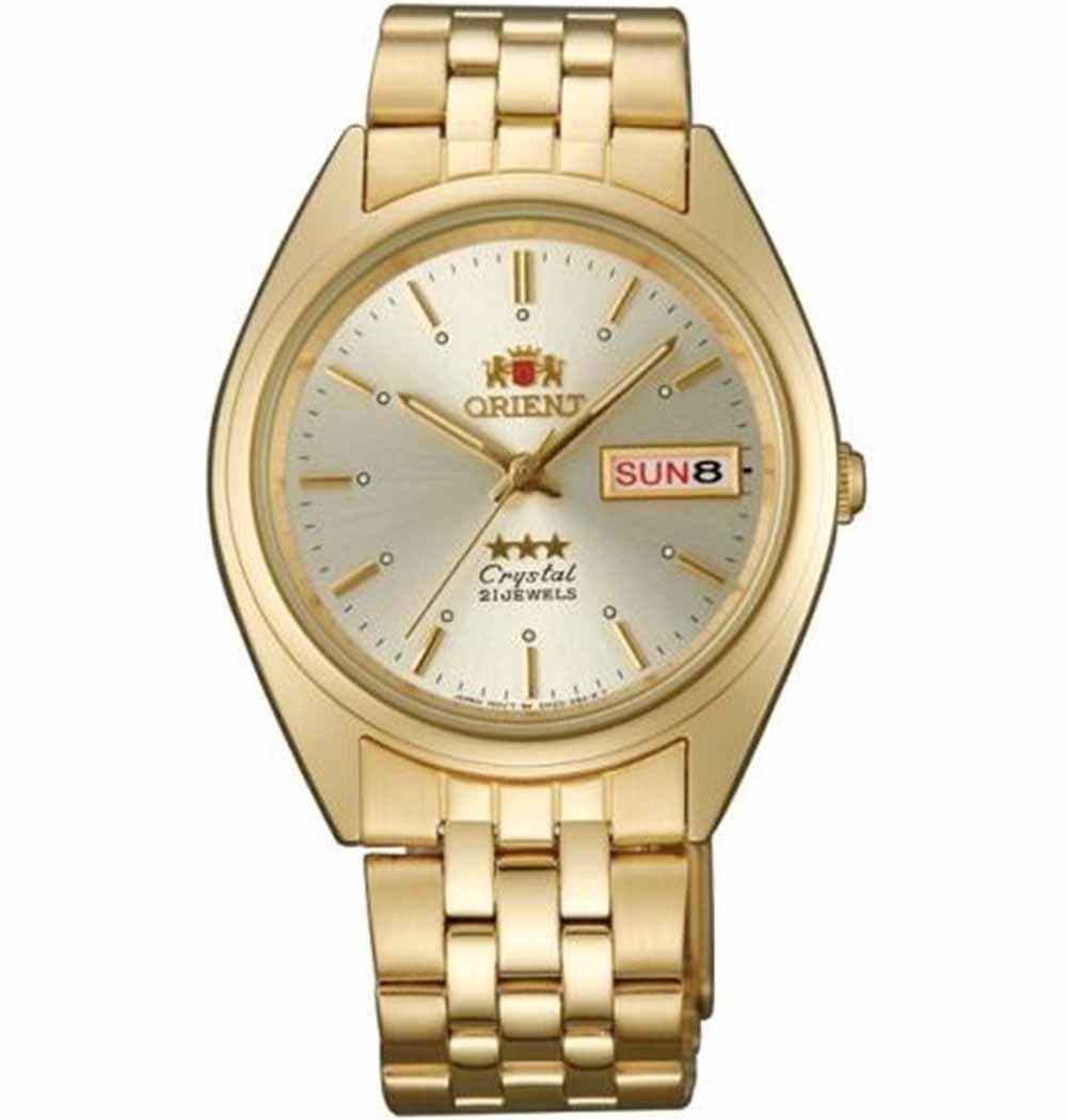 Orient Orient AB0000FC (FAB0000FC)  FAB0000FC механические мужские часы шампань циферблат, браслет  — вид спереди