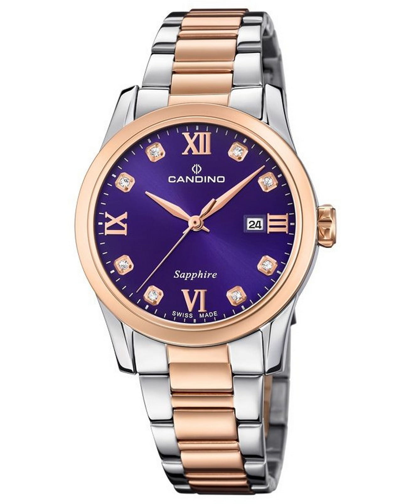 Candino Candino Elegance C4739/2  C4739/2 кварцевые женские часы фиолетовый циферблат, браслет нержавеющая сталь — вид спереди