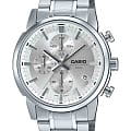 Casio Casio Collection MTP-E510D-7AVDF (MTP-E510D-7A)  MTP-E510D-7A кварцевые мужские часы  серебристый циферблат, браслет нержавеющая сталь — вид спереди